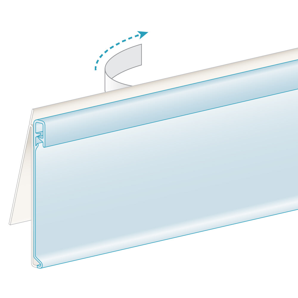 An illustration of the ClearGrip C-Channel, Clip-In, LowProfile, Long Back Leg Ticket Molding in white