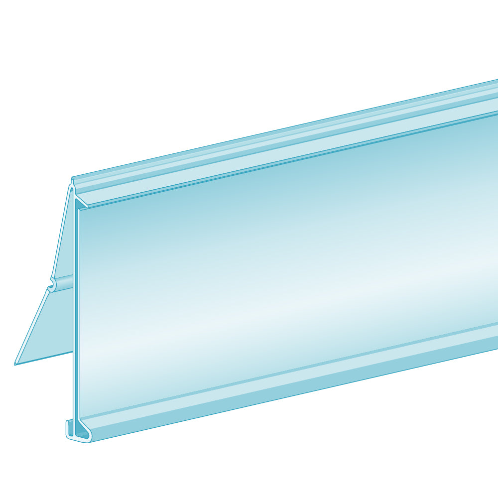 An illustration of the ClearVision FlexChannel, Clip-In Ticket Molding in clear