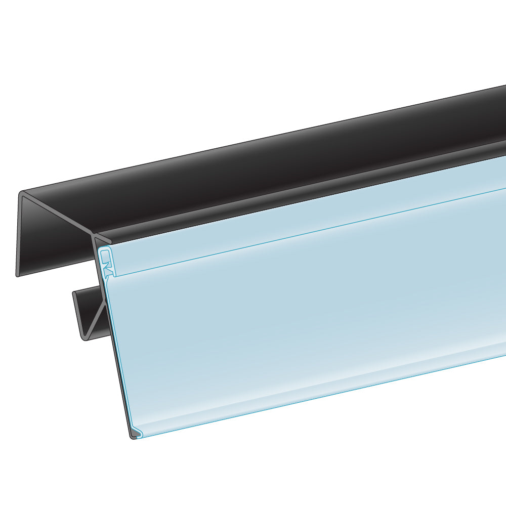 An illustration of the ClearGrip 0.75" Thick Bread Rack Ticket Molding in black