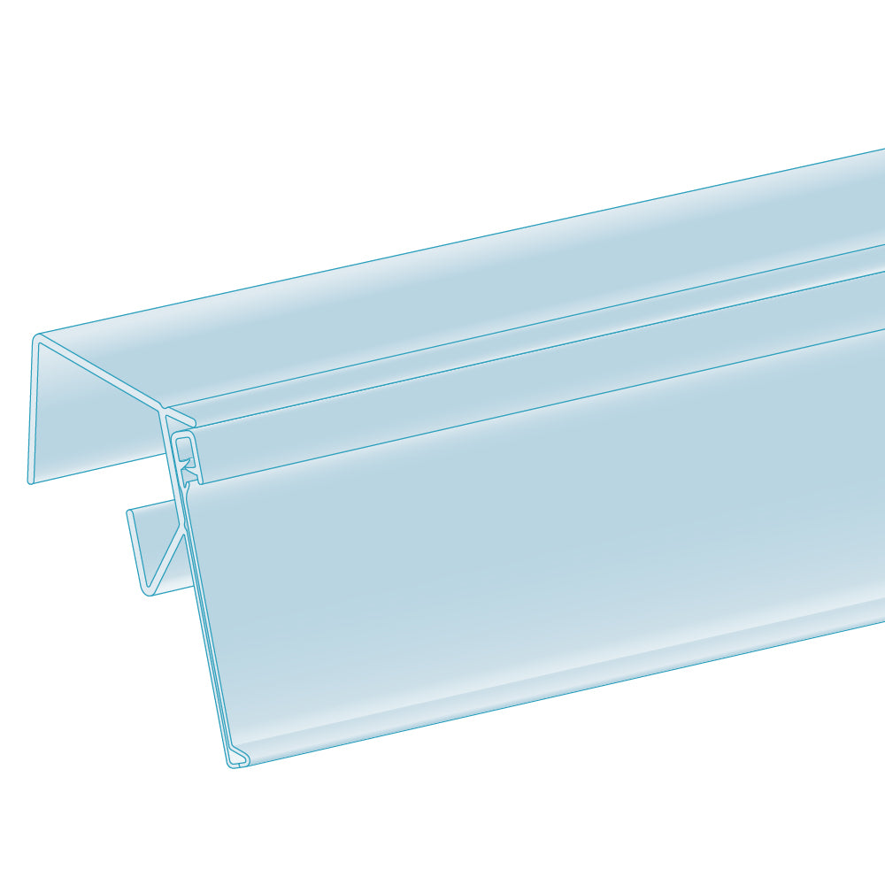 An illustration of the ClearGrip 0.75" Thick Bread Rack Ticket Molding in clear