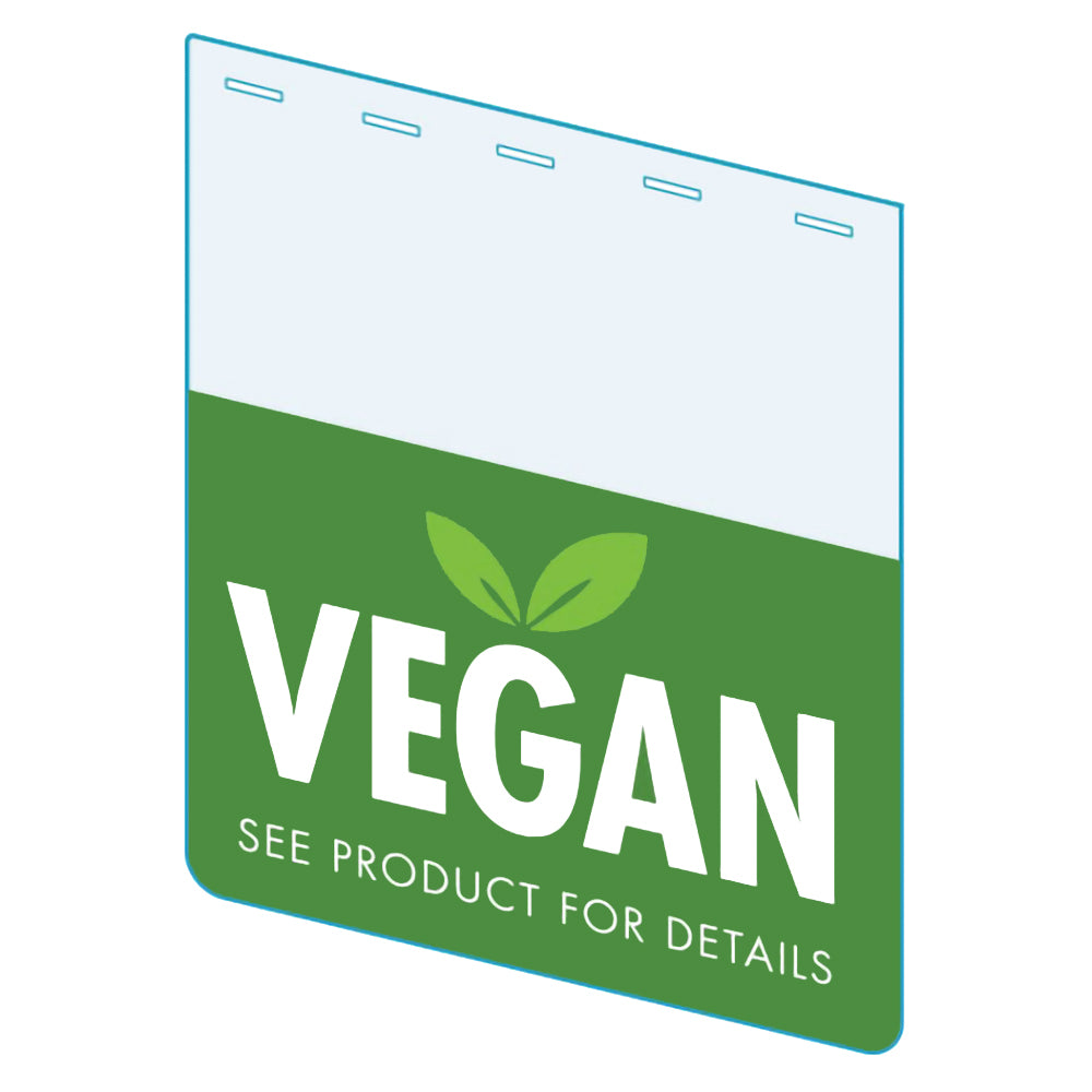 An illustration of the "Vegan" Bib ClearGrip ShelfTalkers