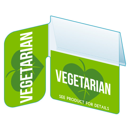 An illustration of the "Vegetarian" Bib with Right Angle Flag ClearVision ShelfTalkers