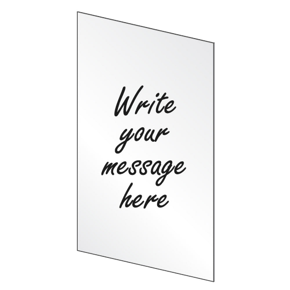 The WalkTalker  Acrylic Insert in white with "write your message here" written on it in black